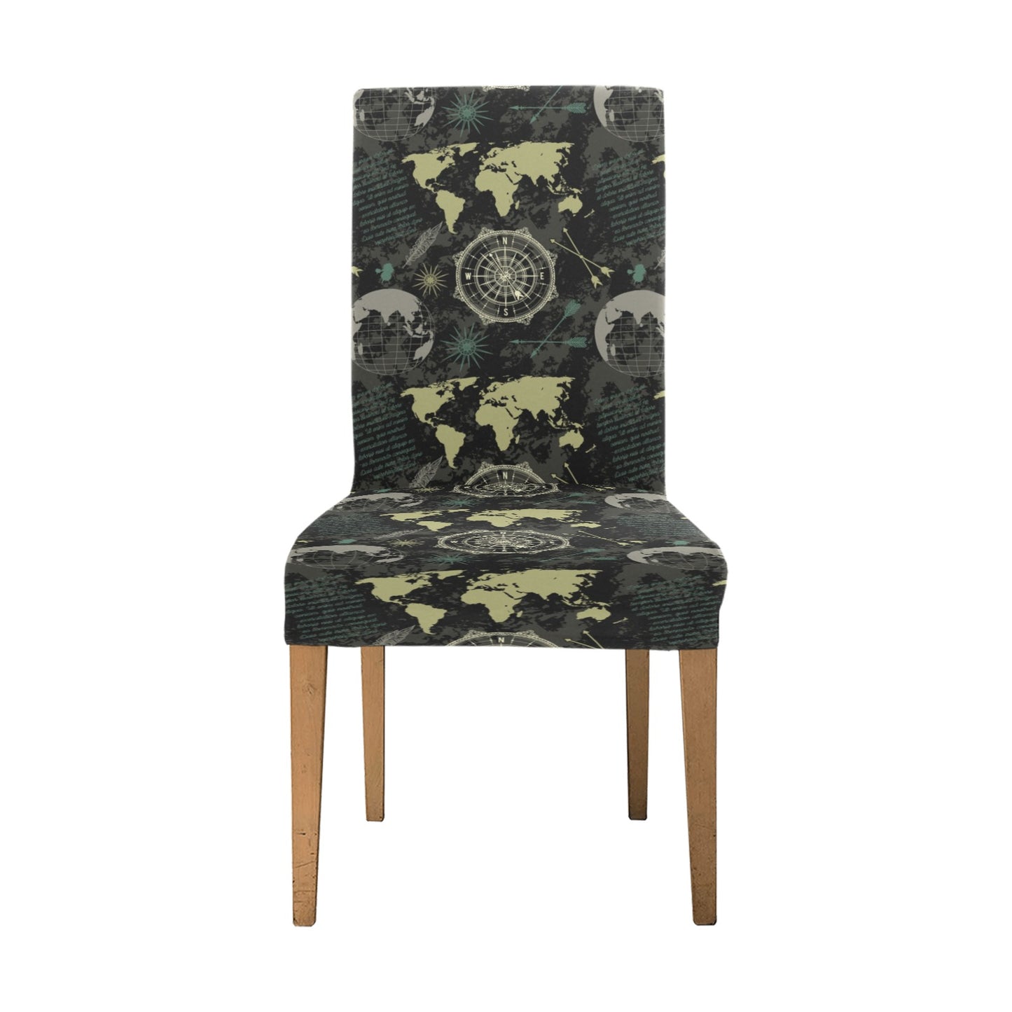 World Map Print Design LKS303 Dining Chair Slipcover