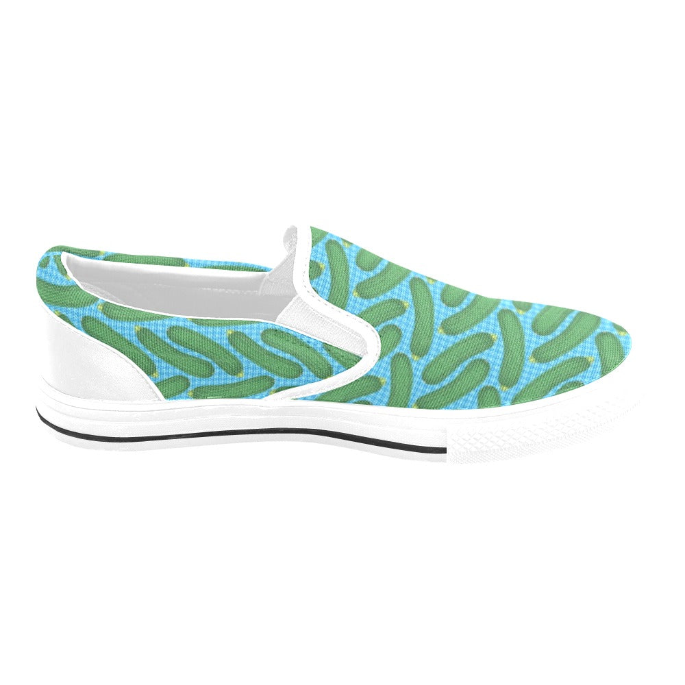 Zucchini Print Design LKS301 White Slip Ons Canvas Women's Shoes