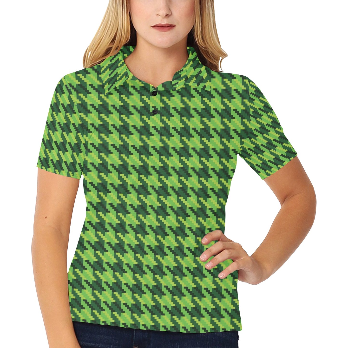 St Patricks Day Houndstooth Pattern Print LKS301 Women's Polo Shirt
