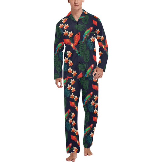 Macaw Pattern Print Design 02 Men's Long Pajama Set