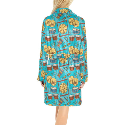 Percussion Pattern Print Design 03 Women's Fleece Robe