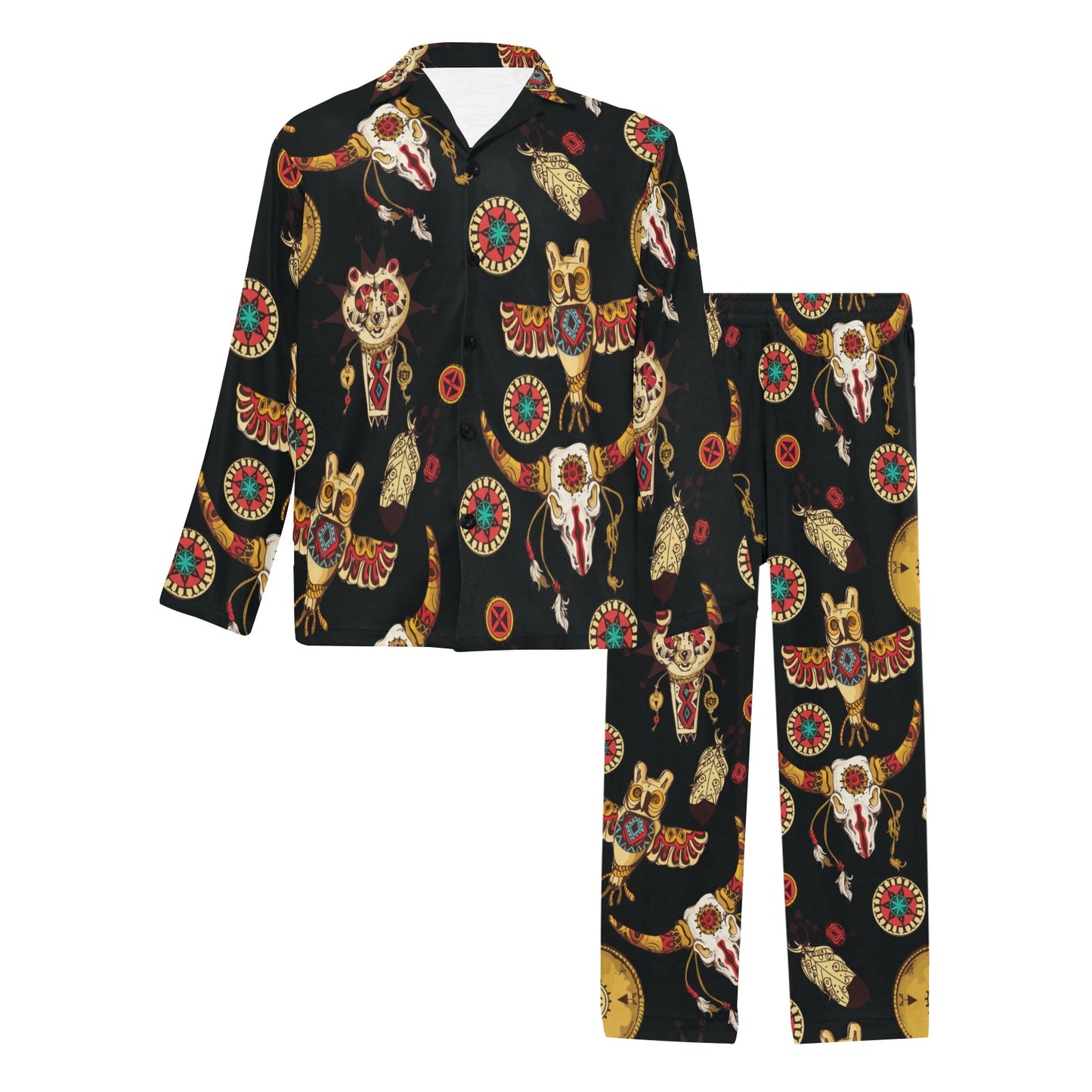 Native American Symbol Pattern Men's Long Pajama Set