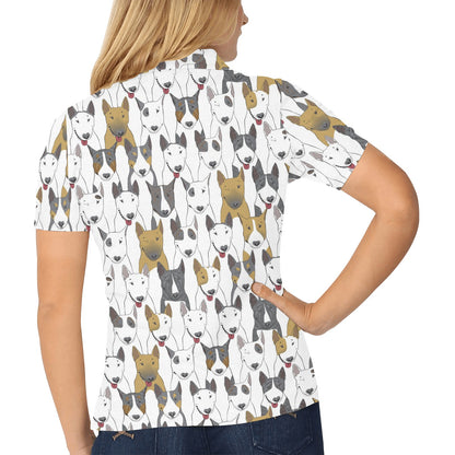 Bull Terriers Pattern Print Design 03 Women's Polo Shirt