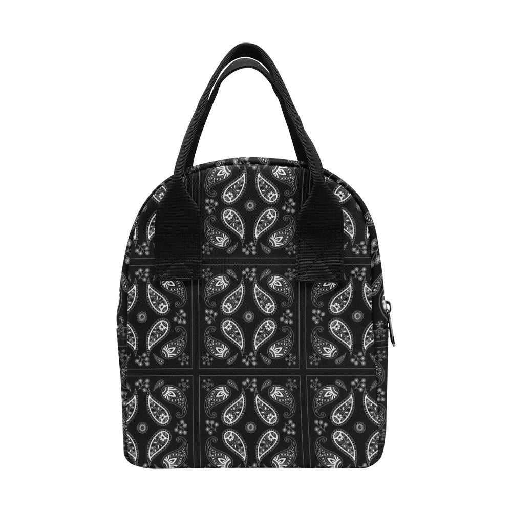 Bandana Paisley Black Print Design LKS308 Insulated Lunch Bag