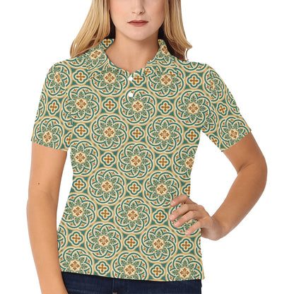 Cross Pattern Print Design 01 Women's Polo Shirt
