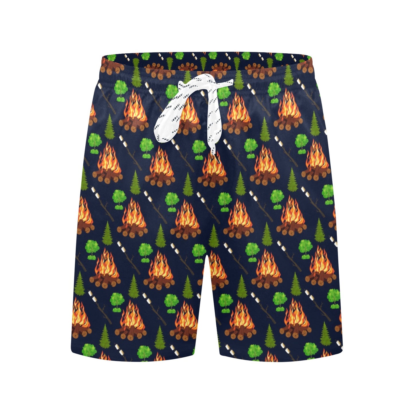Camfire marshmallow Camping Design Print Men's Swim Trunks Beach Shorts