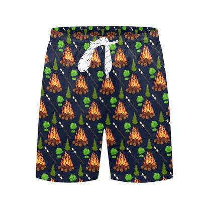 Camfire marshmallow Camping Design Print Men's Swim Trunks Beach Shorts
