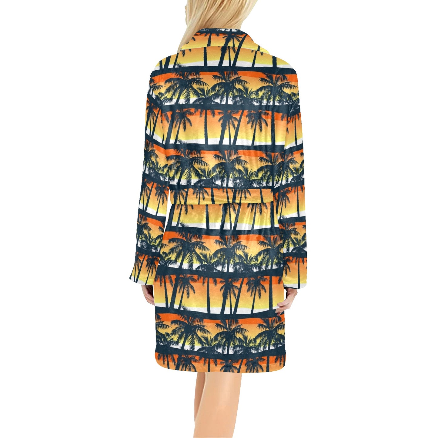 Palm Tree Pattern Print Design PT011 Women's Fleece Robe