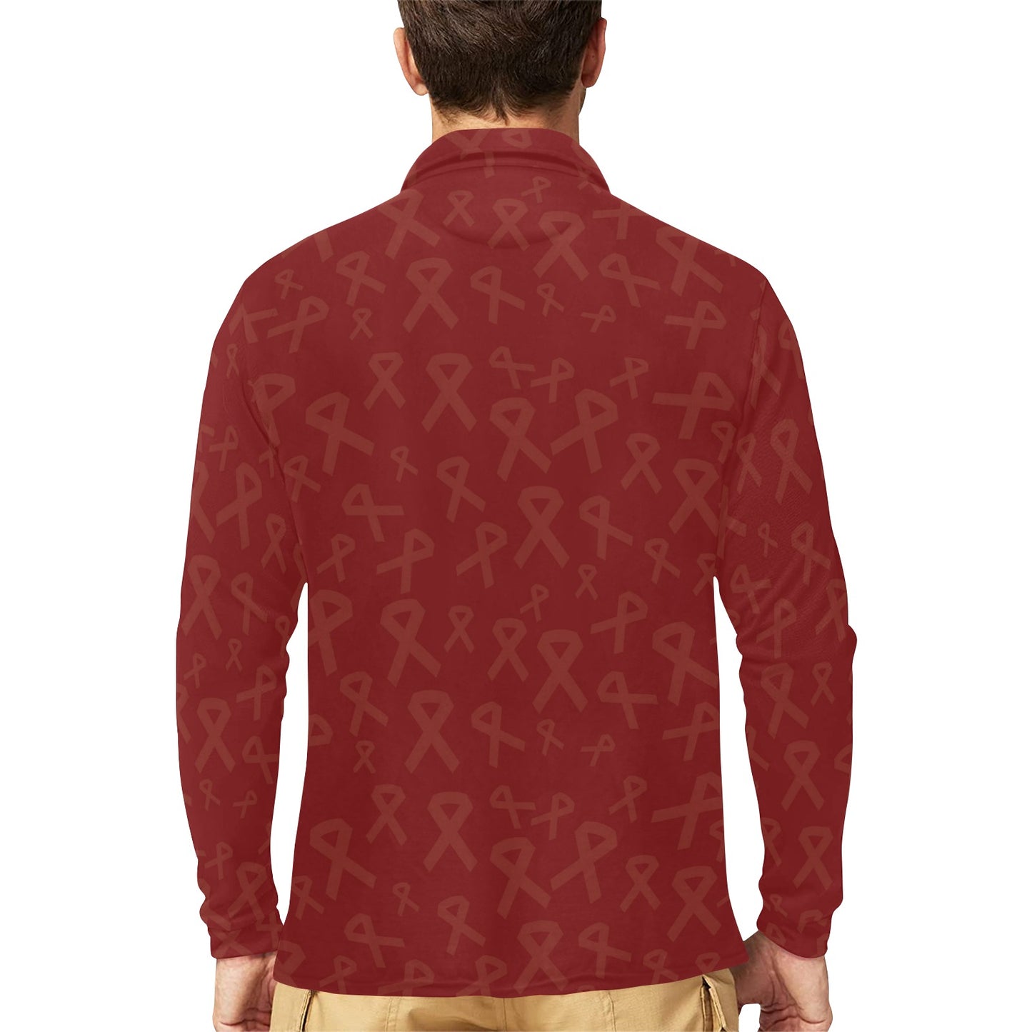 Multiple myeloma Pattern Print Design A02 Long Sleeve Polo Shirt For Men's