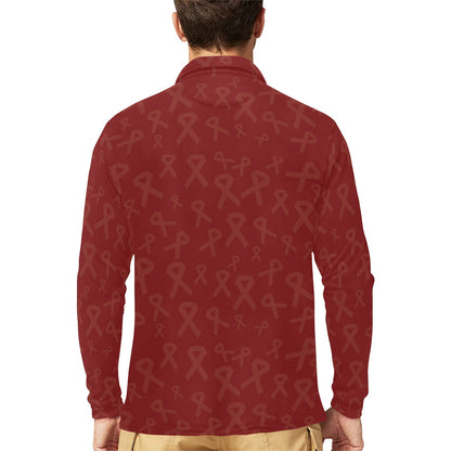 Multiple myeloma Pattern Print Design A02 Long Sleeve Polo Shirt For Men's