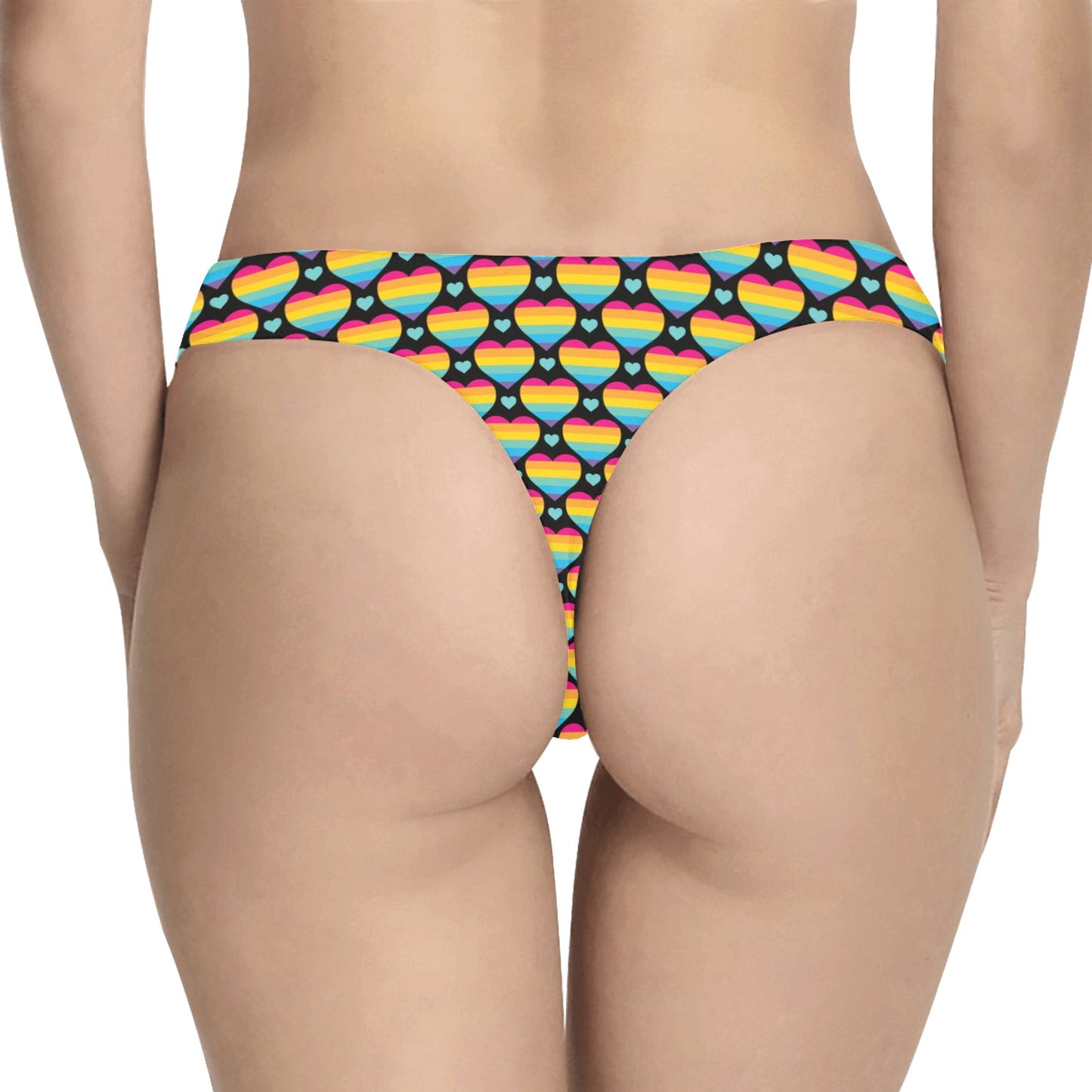 Rainbow Heart Print Pattern Women's Thongs