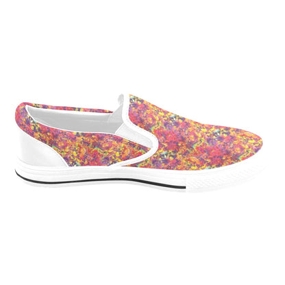 Splatter Print Design LKS303 White Slip Ons Canvas Women's Shoes