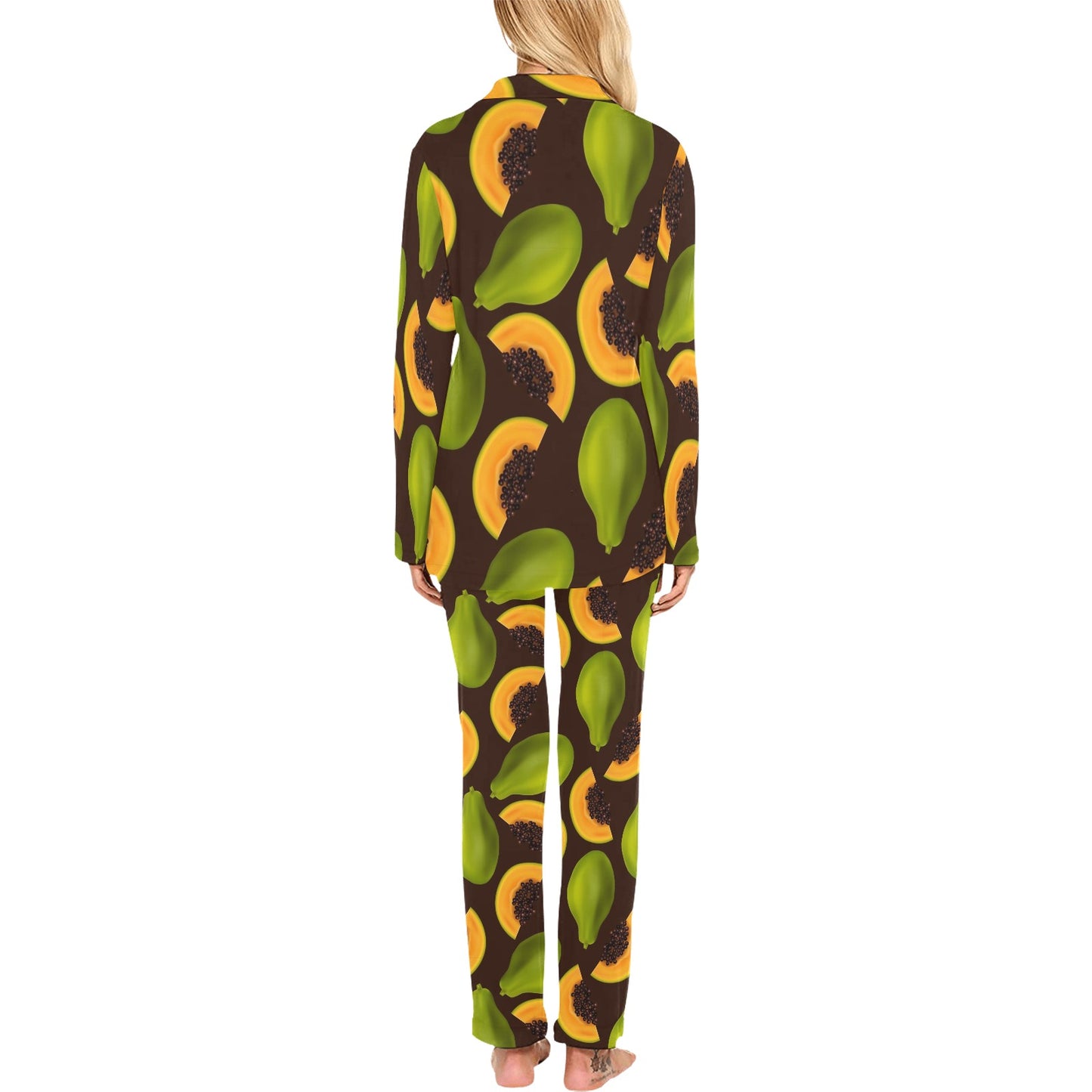 Papaya Pattern Print Design PP04 Women's Long Pajama Set