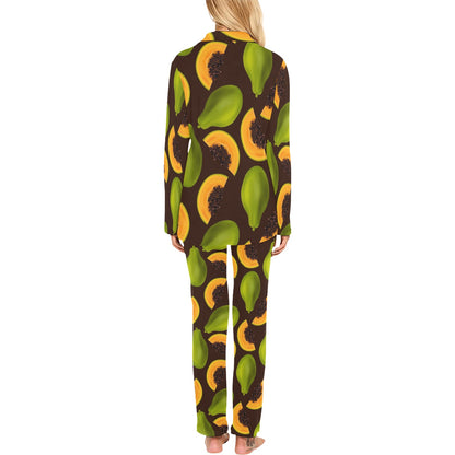 Papaya Pattern Print Design PP04 Women's Long Pajama Set