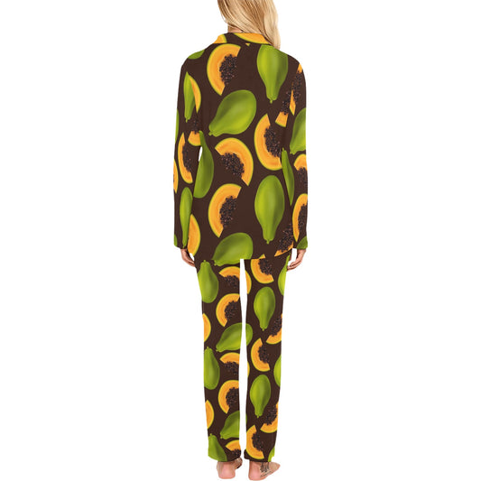 Papaya Pattern Print Design PP04 Women's Long Pajama Set