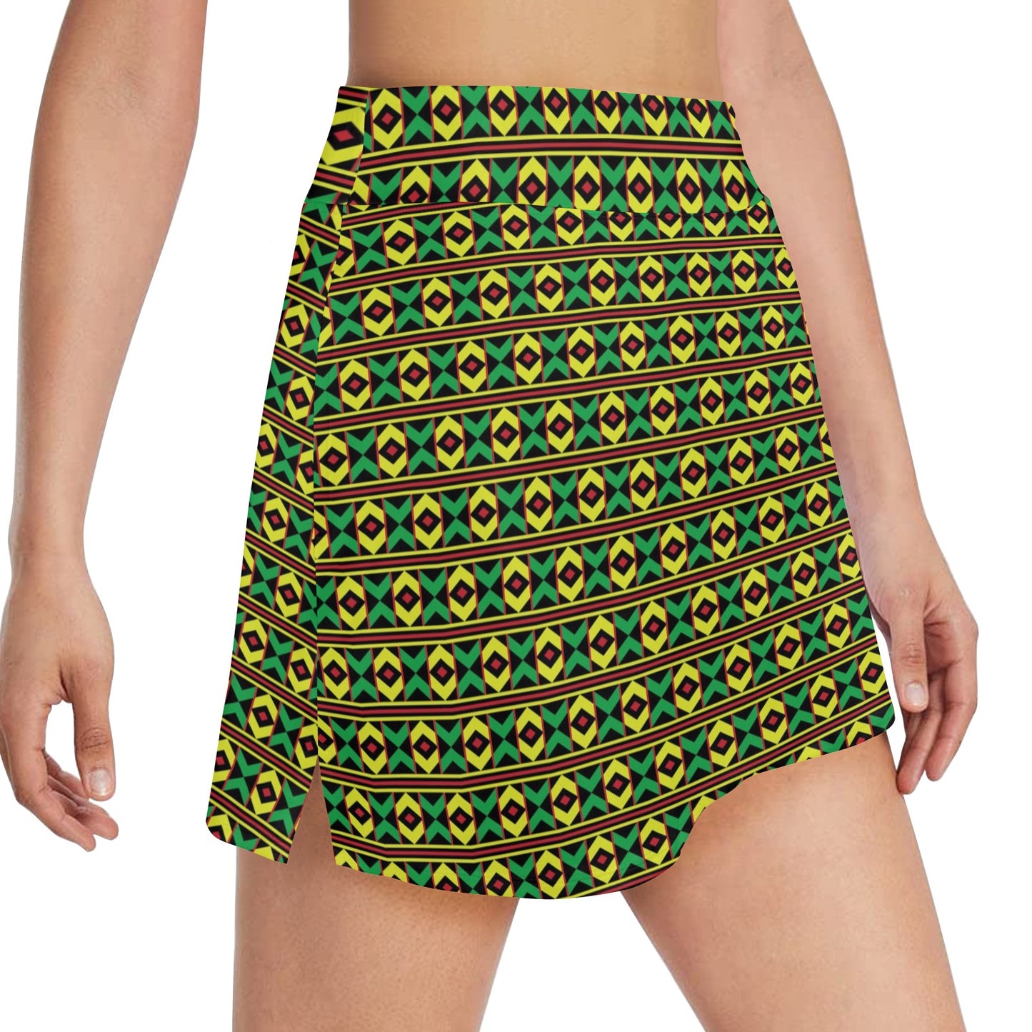African Geometric Print Pattern 17" Golf & Pickleball Skort with Pockets