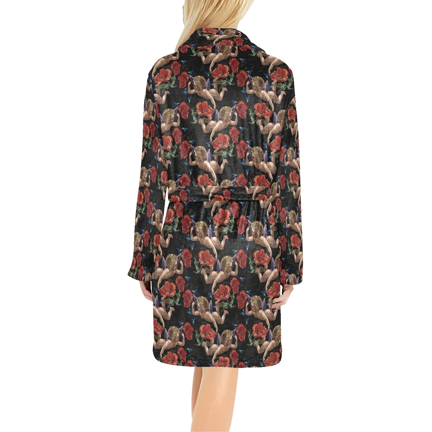 Cupid Pattern Print Design 05 Women's Fleece Robe