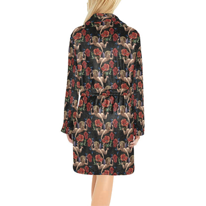 Cupid Pattern Print Design 05 Women's Fleece Robe