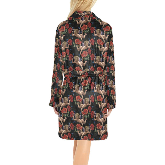 Cupid Pattern Print Design 05 Women's Fleece Robe