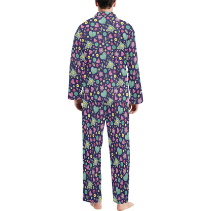 Crochet Pattern Print Design 02 Men's Long Pajama Set