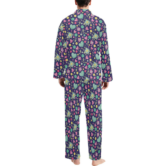 Crochet Pattern Print Design 02 Men's Long Pajama Set