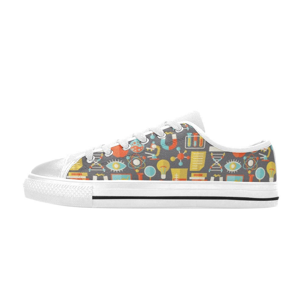 Science Print Design LKS302 Women's White Low Top Shoes