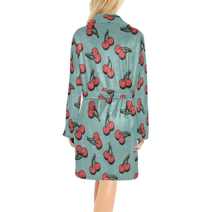 Cherry Pattern Print Design CH03 Women's Fleece Robe