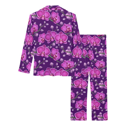 Orchid Purple Pattern Print Design OR02 Women's Long Pajama Set