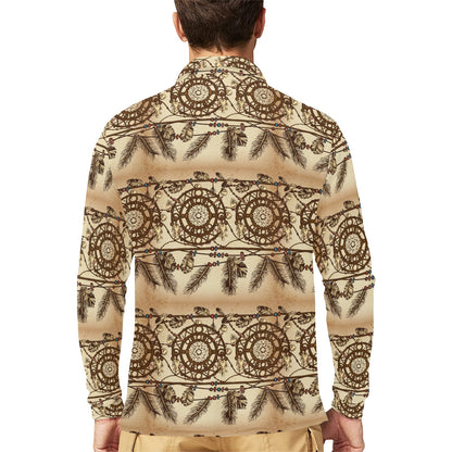 Dream catcher vintage native Long Sleeve Polo Shirt For Men's