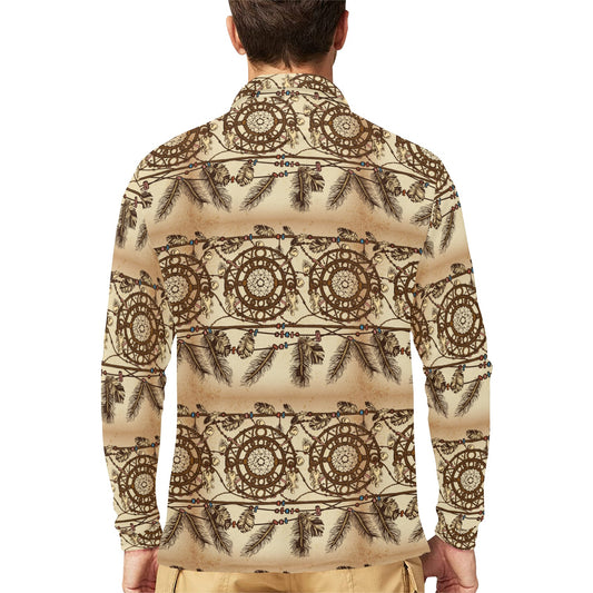 Dream catcher vintage native Long Sleeve Polo Shirt For Men's