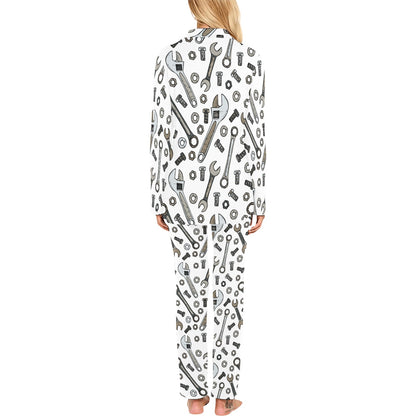 Mechanic Pattern Print Design 03 Women's Long Pajama Set