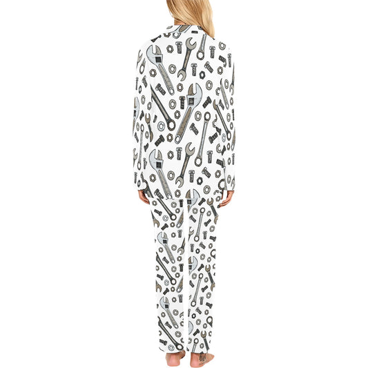 Mechanic Pattern Print Design 03 Women's Long Pajama Set