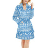 Ski Knit Pattern Print Design LKS302 Women's Fleece Robe