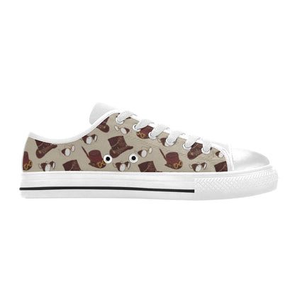 Steampunk Hat Print Design LKS301 Women's White Low Top Shoes