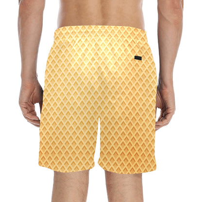 Waffle Texture Print Design LKS302 Men's Swim Trunks Beach Shorts