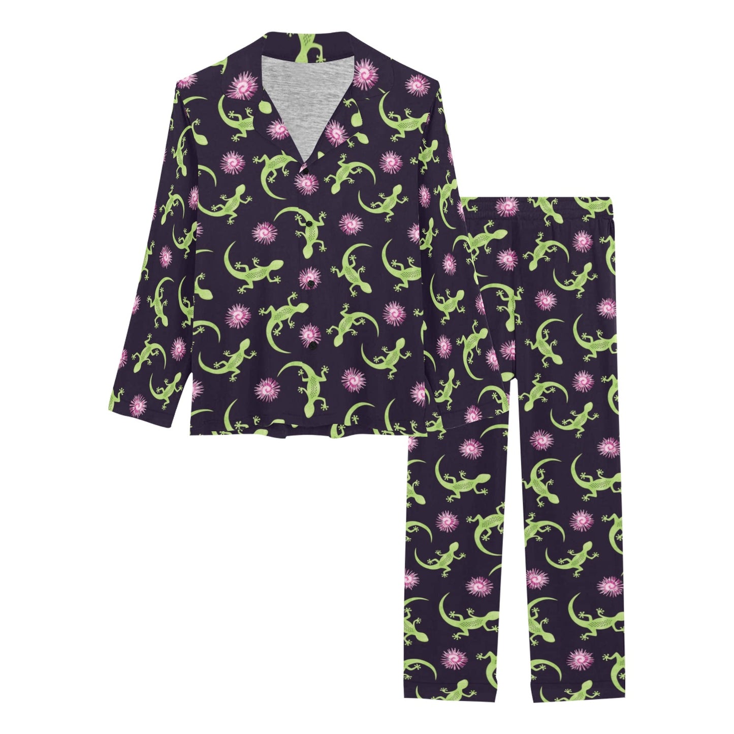 lizard Print Design LKS402 Women's Long Pajama Set