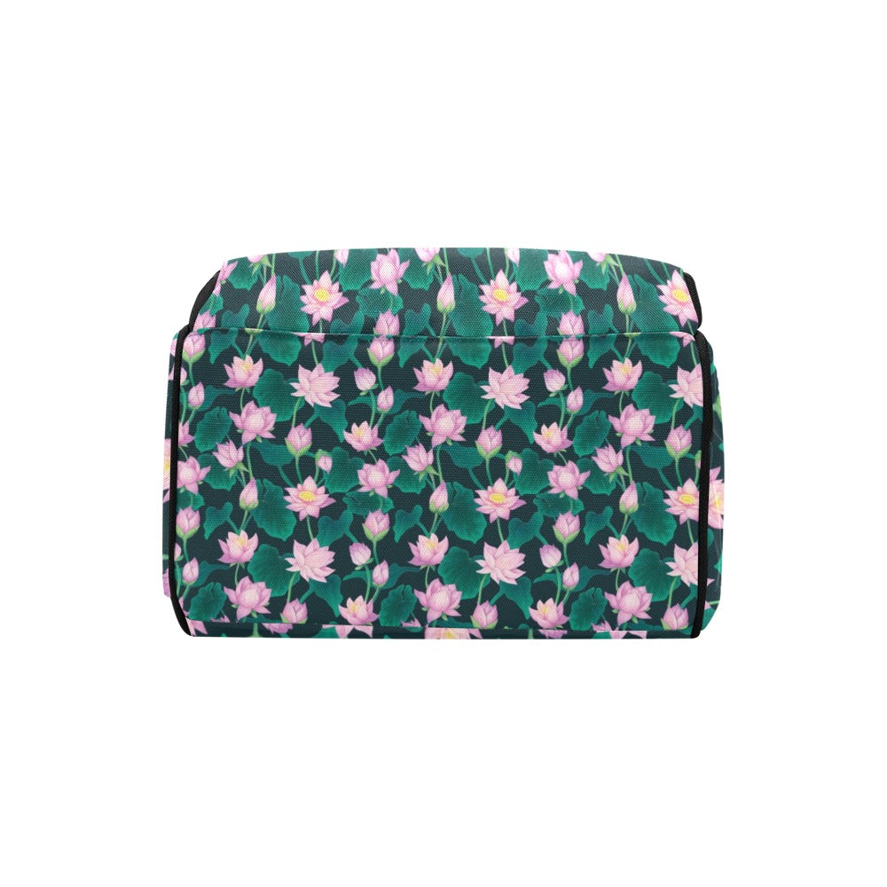 Water Lily Print Design LKS302 Diaper Bag Backpack