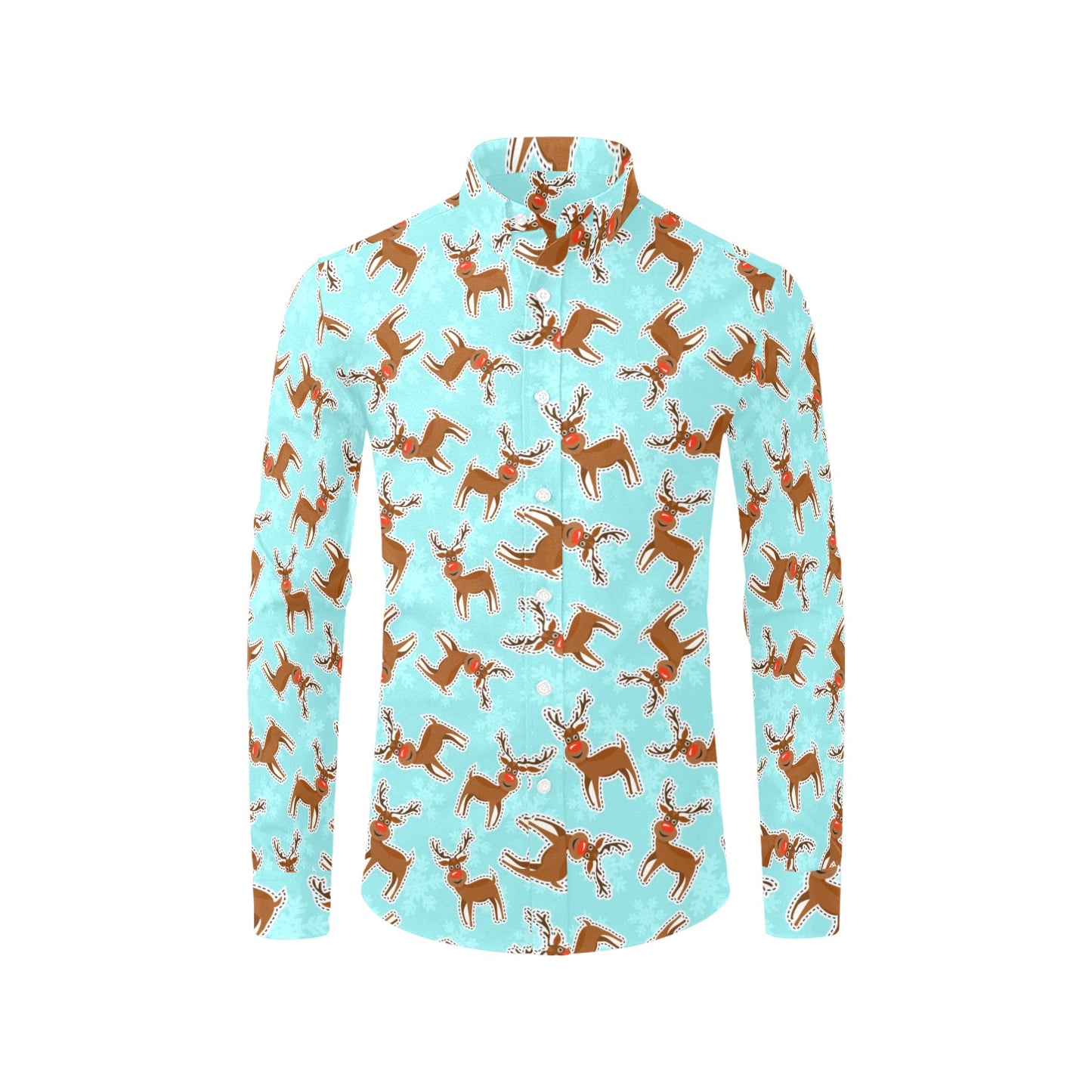 Reindeer Print Design LKS403 Men's Long Sleeve Dress Shirt
