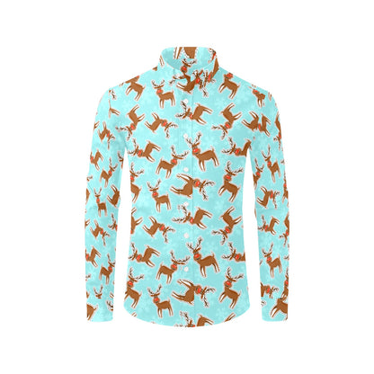 Reindeer Print Design LKS403 Men's Long Sleeve Dress Shirt
