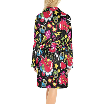 Pop Art Pattern Print Design A04 Women's Fleece Robe
