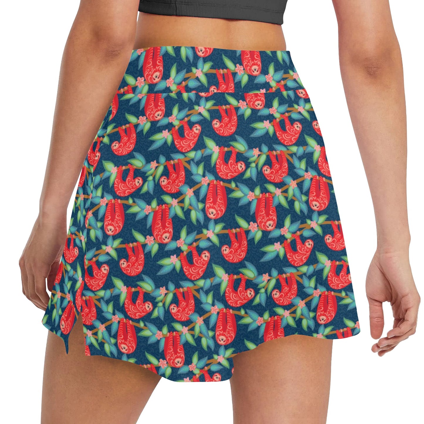 Sloth Red Design Themed Print 17" Golf & Pickleball Skort with Pockets