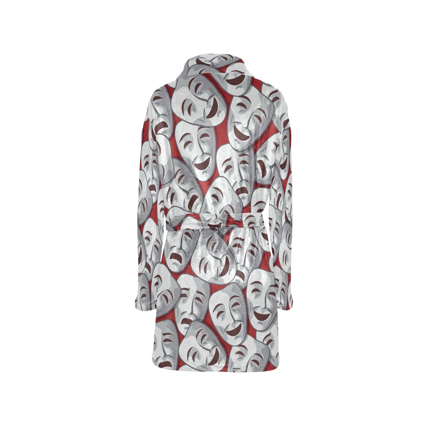 Acting Mask Pattern Print Design 01 Women's Fleece Robe