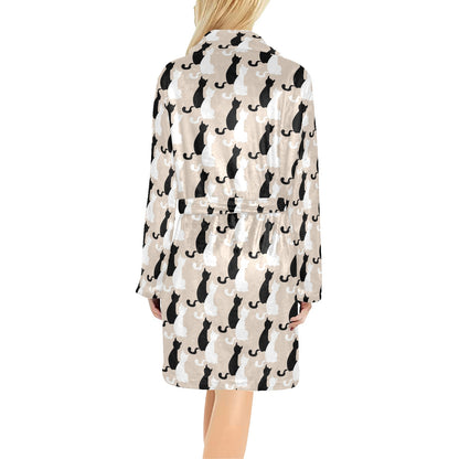 Cat Pattern Print Design 04 Women's Fleece Robe