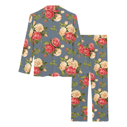 Rose Pattern Print Design RO017 Women's Long Pajama Set