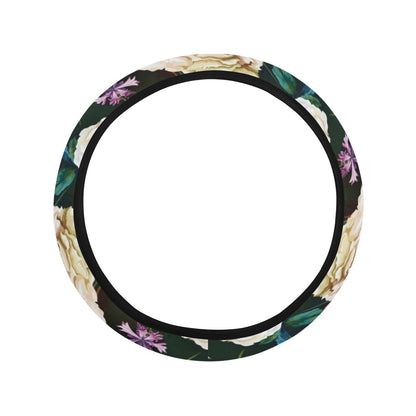 Summer Floral Print Design LKS303 Steering Wheel Cover with Elastic Edge