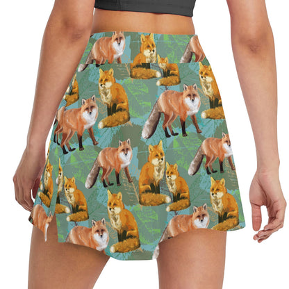 Fox Autumn leaves Themed 17" Golf & Pickleball Skort with Pockets