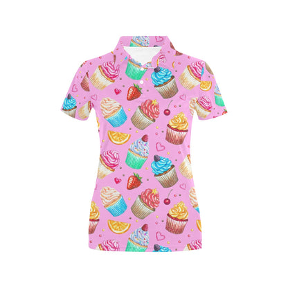Cupcake Pattern Print Design CP05 Women's Polo Shirt