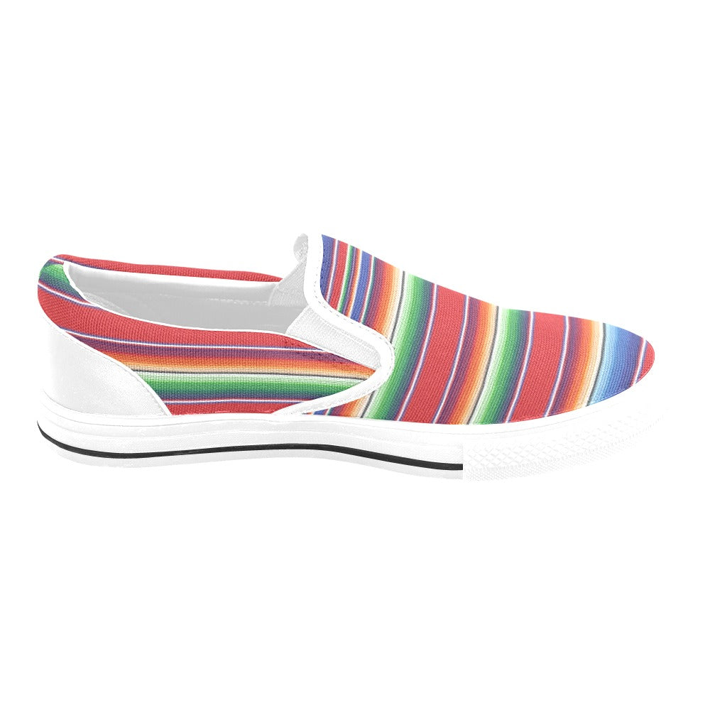 Serape Print Design LKS304 White Slip Ons Canvas Women's Shoes