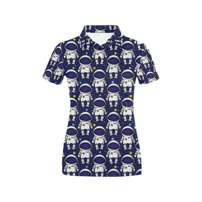 Astronaut Pattern Print Design 01 Women's Polo Shirt