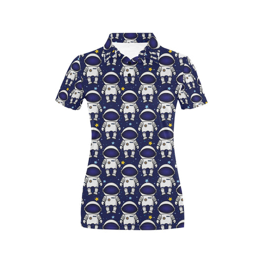 Astronaut Pattern Print Design 01 Women's Polo Shirt